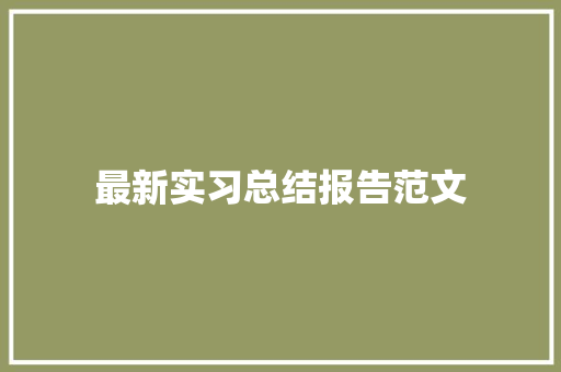 最新实习总结报告范文