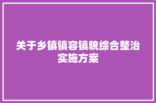关于乡镇镇容镇貌综合整治实施方案