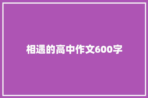 相遇的高中作文600字