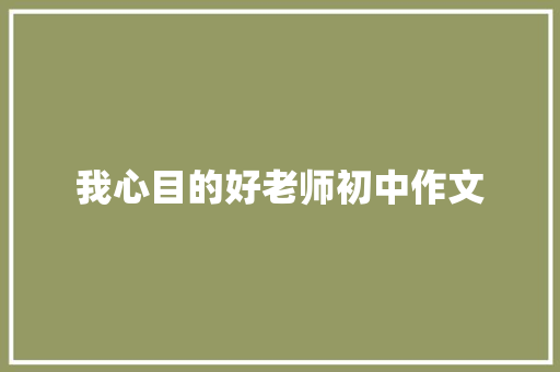 我心目的好老师初中作文