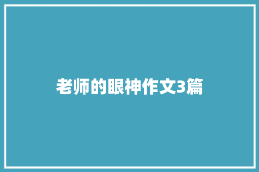 老师的眼神作文3篇 词汇积累