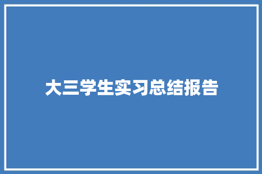 大三学生实习总结报告 范文赏析