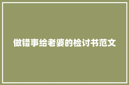 做错事给老婆的检讨书范文