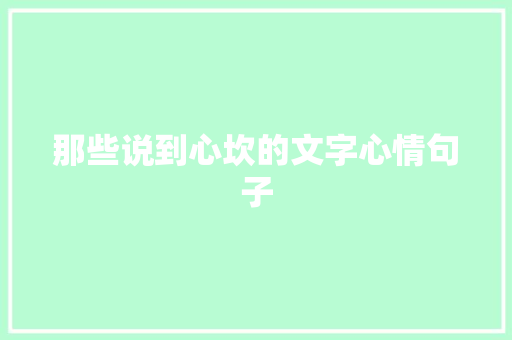 那些说到心坎的文字心情句子