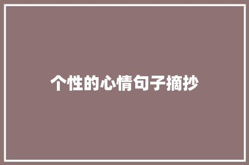 个性的心情句子摘抄