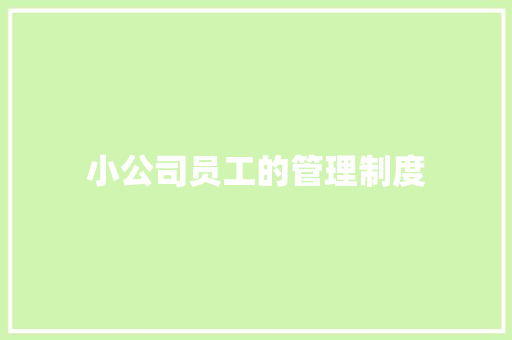 小公司员工的管理制度
