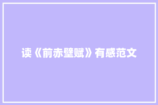 读《前赤壁赋》有感范文