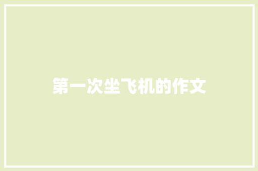 第一次坐飞机的作文