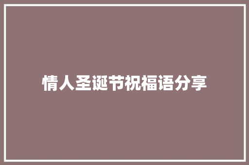 情人圣诞节祝福语分享 词汇积累