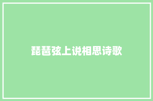 琵琶弦上说相思诗歌