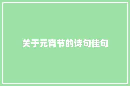 关于元宵节的诗句佳句 简历模板