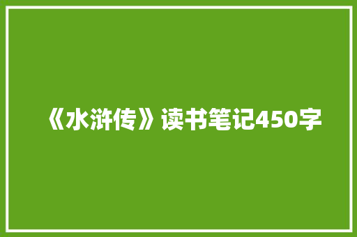 《水浒传》读书笔记450字 写作社区