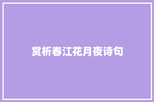 赏析春江花月夜诗句