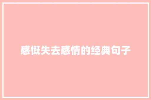 感慨失去感情的经典句子