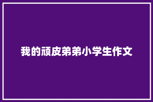 我的顽皮弟弟小学生作文