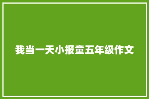 我当一天小报童五年级作文