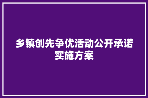 乡镇创先争优活动公开承诺实施方案