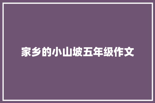 家乡的小山坡五年级作文 写作技巧