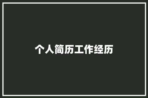 个人简历工作经历