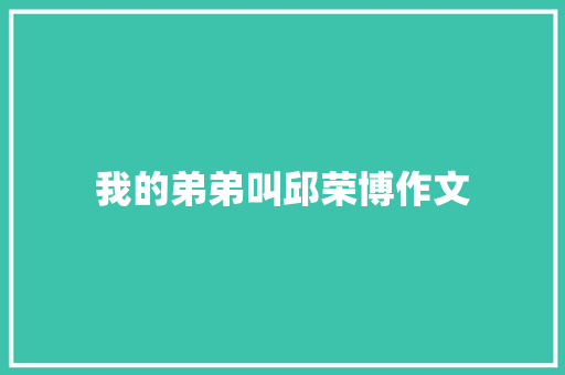 我的弟弟叫邱荣博作文 范文赏析