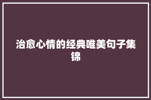 治愈心情的经典唯美句子集锦
