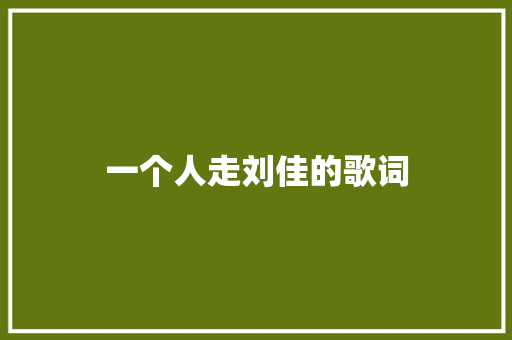 一个人走刘佳的歌词 写作素材