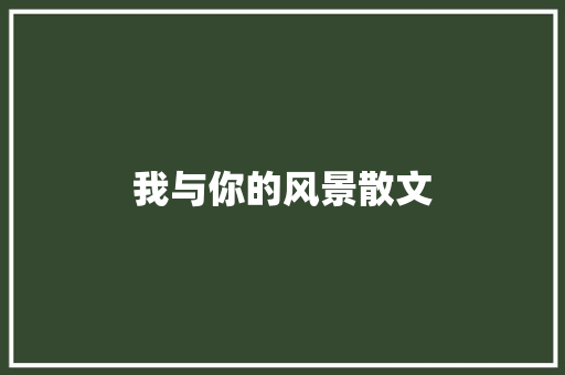 我与你的风景散文
