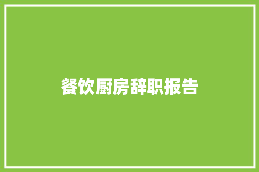 餐饮厨房辞职报告 报告写作