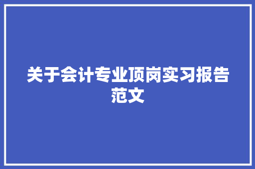 关于会计专业顶岗实习报告范文 诗歌创作
