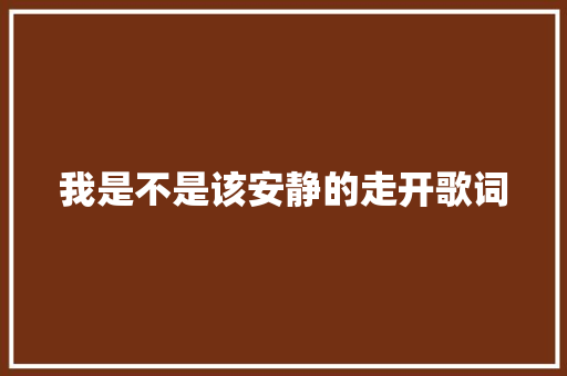 我是不是该安静的走开歌词
