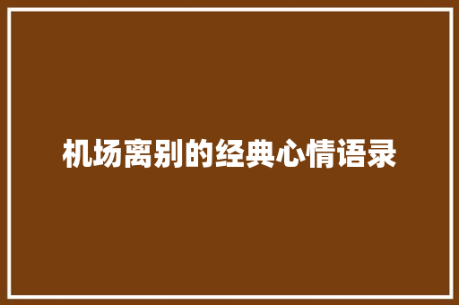 机场离别的经典心情语录 诗歌创作