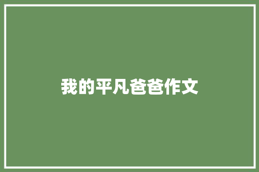 我的平凡爸爸作文