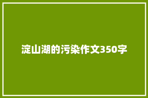 淀山湖的污染作文350字 报告写作