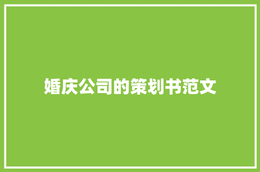 婚庆公司的策划书范文 写作素材