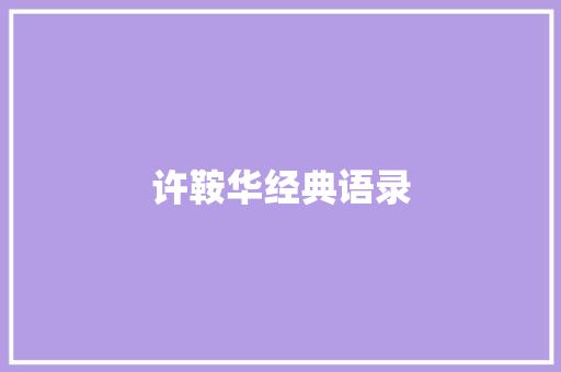 许鞍华经典语录 简历模板
