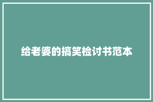 给老婆的搞笑检讨书范本 报告写作