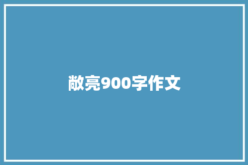 敞亮900字作文