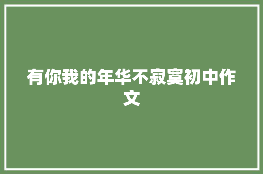 有你我的年华不寂寞初中作文