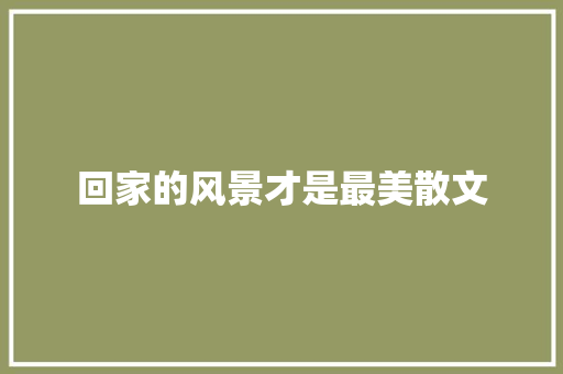 回家的风景才是最美散文 写作技巧