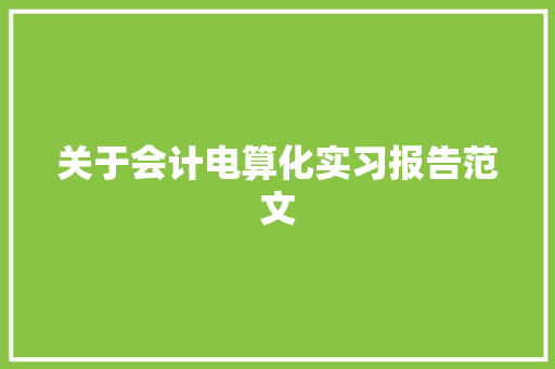关于会计电算化实习报告范文 报告写作