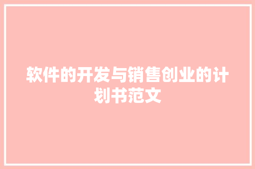 软件的开发与销售创业的计划书范文 词汇积累
