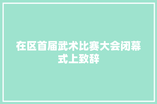 在区首届武术比赛大会闭幕式上致辞 写作社区