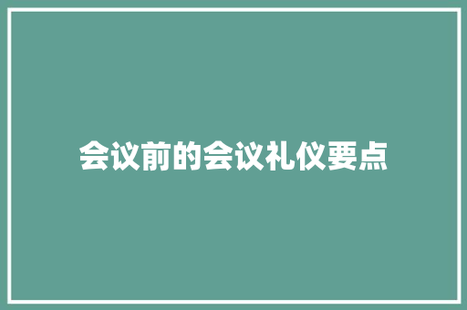 会议前的会议礼仪要点 写作技巧