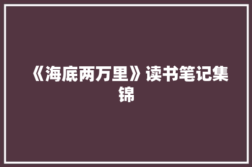 《海底两万里》读书笔记集锦 写作技巧