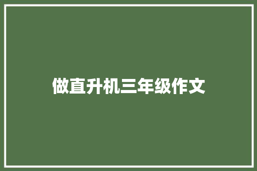 做直升机三年级作文 范文赏析