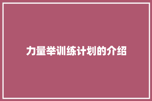 力量举训练计划的介绍 写作技巧