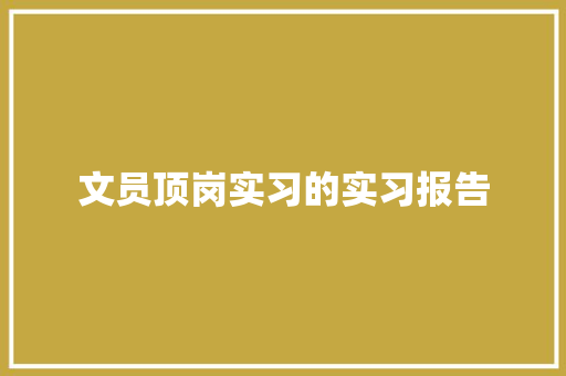 文员顶岗实习的实习报告 写作技巧