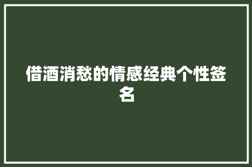 借酒消愁的情感经典个性签名