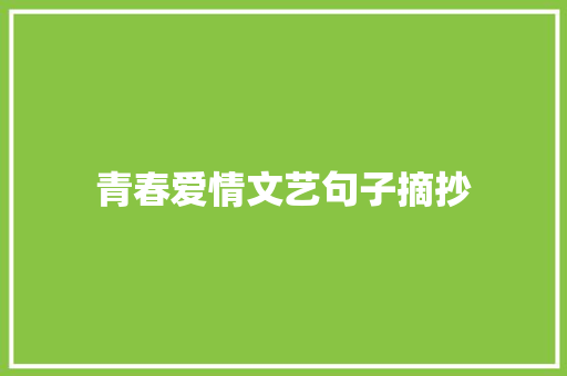 青春爱情文艺句子摘抄 写作技巧