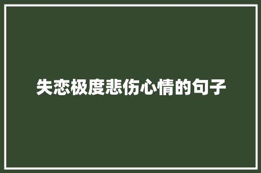 失恋极度悲伤心情的句子